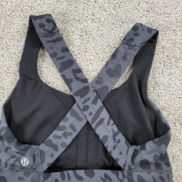 Lululemon In A Flash Bra II Womens 2 Deep Coal Animal Swirl Cheetah Crossback - Picture 12 of 12